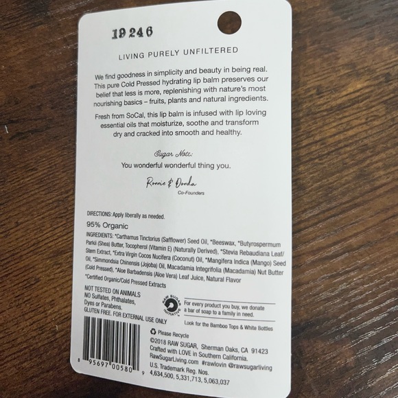 Raw Sugar Natural Coconut Lip Balm - Picture 3 of 4